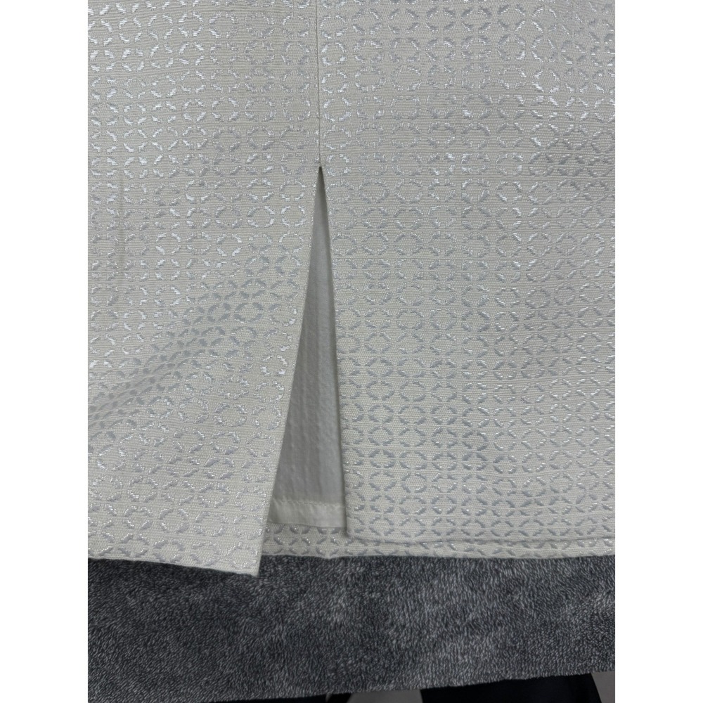 Tahari Arthur S Levine Womens 10 Metallic Jacquard Sheath Dress Champagne White - Picture 7 of 15